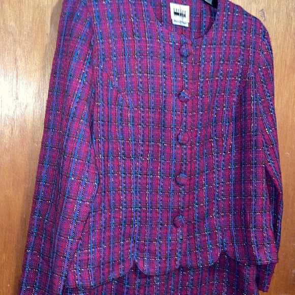 •LESLIE FAY•PINK TWEED JACKET & MATCHING SKIRT SIZE 8 (JACKET) 16 (SKIRT) EUC - Picture 5 of 16